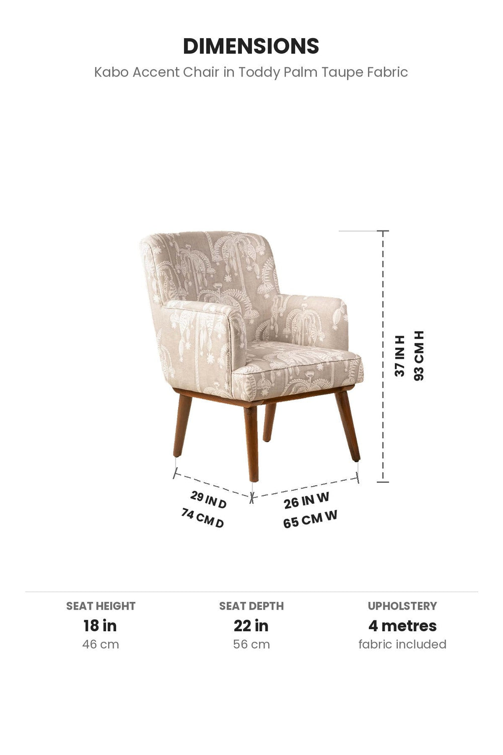 Upholstered Bundle Kabo Accent Chair in Toddy Palm Taupe Fabric