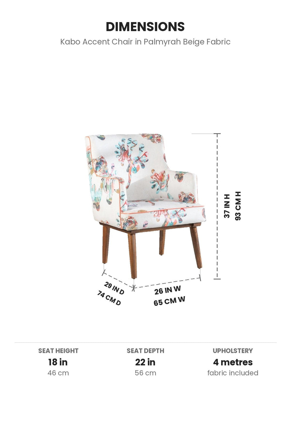 Upholstered Bundle Kabo Accent Chair in Palmyrah Beige Fabric