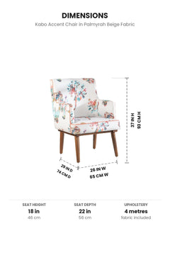 Upholstered Bundle Kabo Accent Chair in Palmyrah Beige Fabric