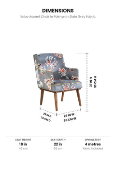 Upholstered Bundle Kabo Accent Chair in Palmyrah Slate Grey Fabric