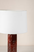 Lighting Bundle Karah Mineral Red Ceramic Table Lamp with Solid Drum Lampshade (Off White)