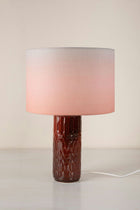 Karah Mineral Red Ceramic Table Lamp with Tama Drum Lampshade (Soft Pink)