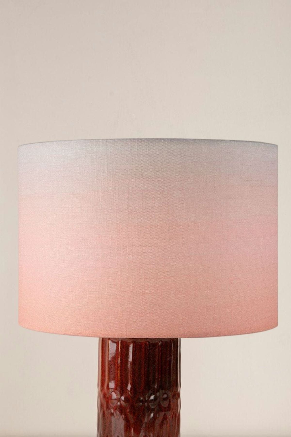 Lighting Bundle Karah Mineral Red Ceramic Table Lamp with Tama Drum Lampshade (Soft Pink)