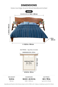 BEDS Kobe Double Live Edge Headboard And Bed