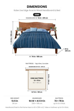 BEDS Kobe Double Live Edge Headboard And Bed