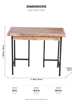 STUDY TABLES Kobe Study Table (Acacia Wood And Metal)