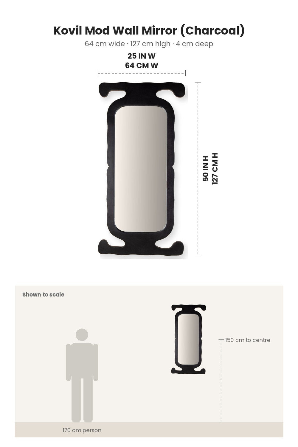 MIRRORS Kovil Mod Wall Mirror (Charcoal)