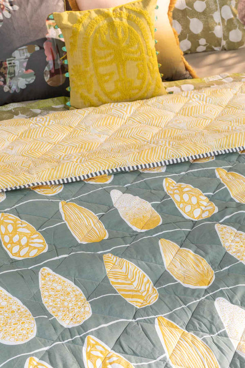 KUPPI PRINT & PATTERN QUILT GREY YELLOW