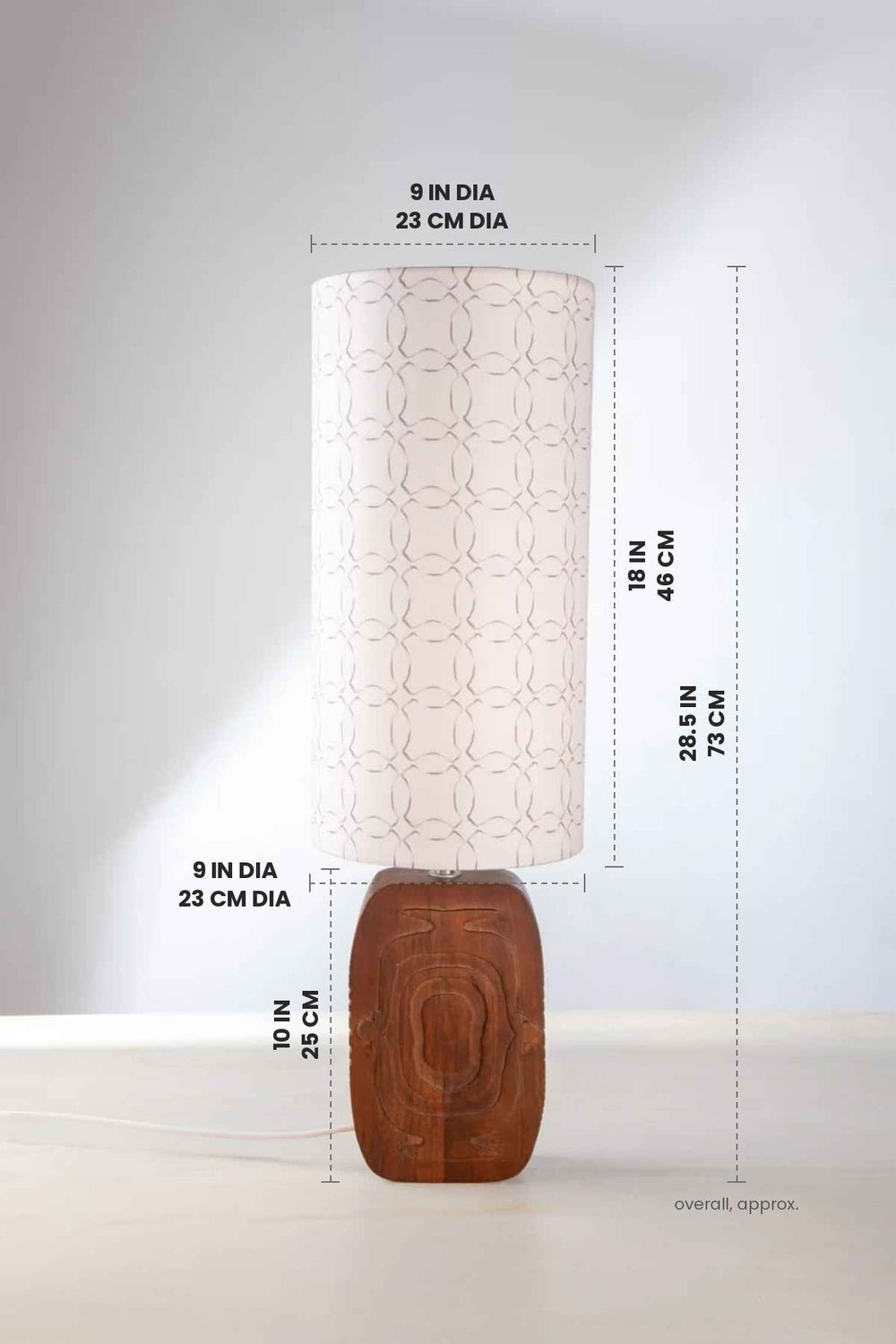 Lighting Bundle Landfall Ogee Table Lamp with Circle Grid Cylinder Lampshade (Grey)