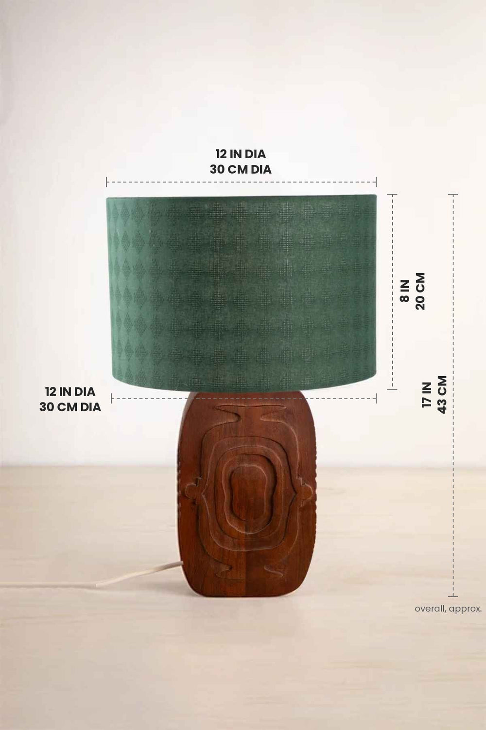Lighting Bundle Landfall Ogee Table Lamp with Solid Drum Lampshade (Green)