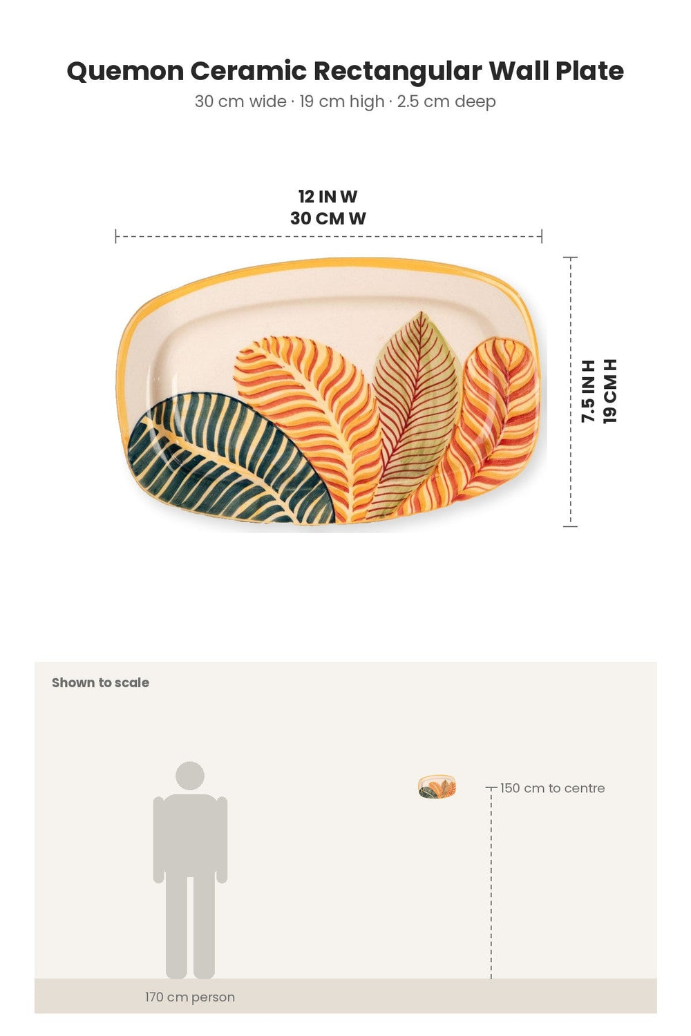 WALL PLATES Quemon Ceramic Rectangular Wall Plate