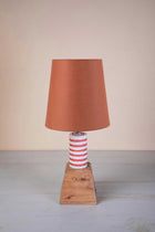 Lighthouse Red Stripe Table Lamp with Solid Taper Lampshade (Rust Red)