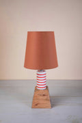 Lighting Bundle Lighthouse Red Stripe Table Lamp with Solid Taper Lampshade (Rust Red)