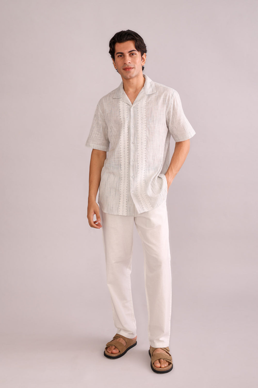 SHIRTS Linen Stripes Camp Shirt (Arrakis Salt)