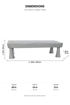 COFFEE TABLES Low Asian Coffee Table (Washed Grey)