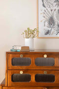 CHEST OF DRAWERS Luna Teak Wood And Wicker Chest Of Drawers