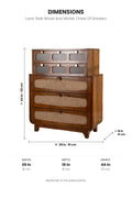 CHEST OF DRAWERS Luna Teak Wood And Wicker Chest Of Drawers