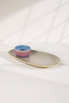 SERVING PLATTERS Double Happiness Ceramic Platter With Dip Bowl