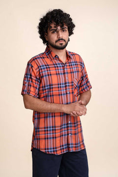 SHIRTS Madras Plaid Resort Shirt (Harmony Orange)