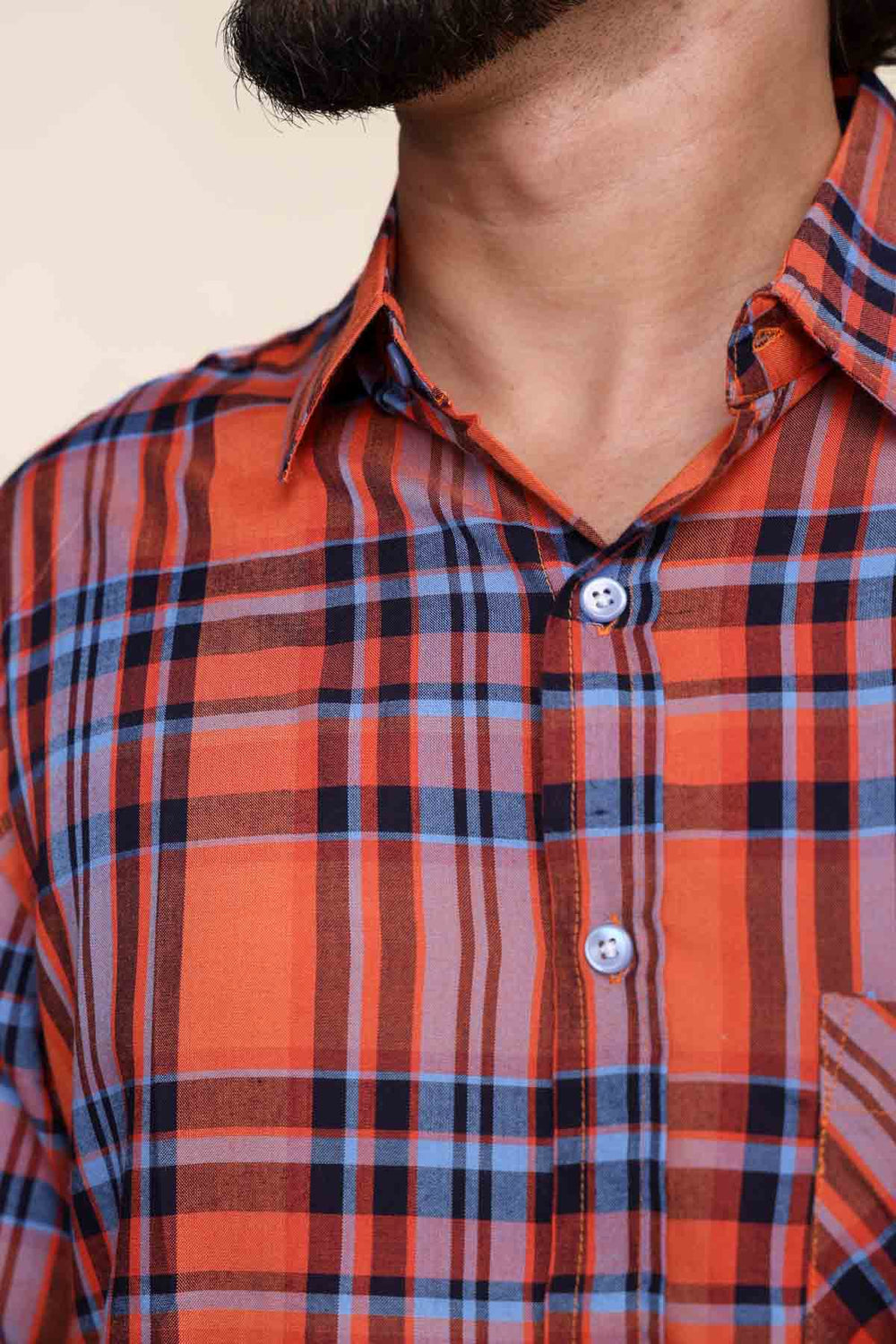 SHIRTS Madras Plaid Resort Shirt (Harmony Orange)