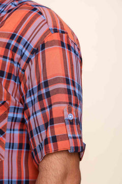 SHIRTS Madras Plaid Resort Shirt (Harmony Orange)