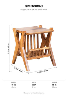 BEDSIDE TABLES Magazine Rack Bedside Table (Acacia Wood)