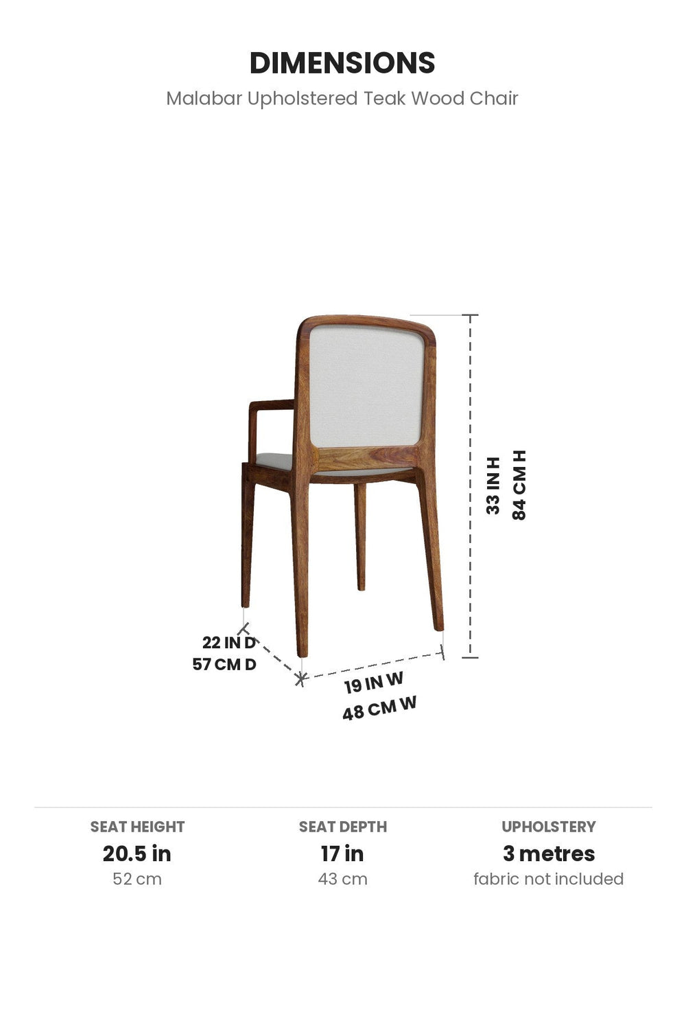DINING CHAIRS Malabar Upholstered Teak Wood Chair