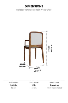 DINING CHAIRS Malabar Upholstered Teak Wood Chair
