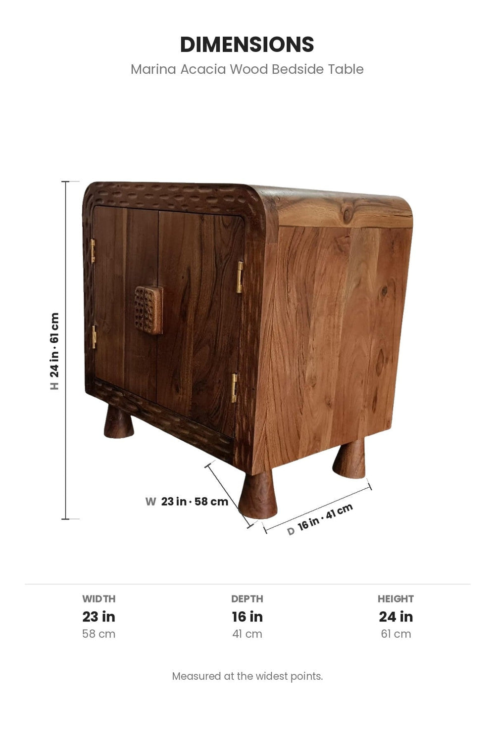 BEDSIDE TABLES Marina Acacia Wood Bedside Table