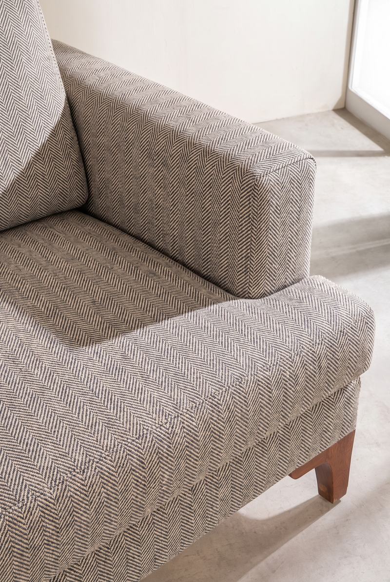 Upholstered Bundle Marina Sofa in Herringbone Saturn Sand Fabric