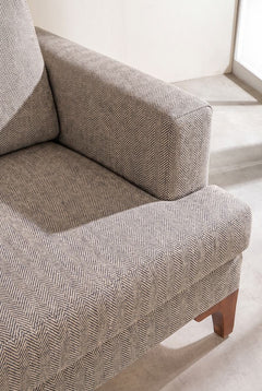 Upholstered Bundle Marina Sofa in Herringbone Saturn Sand Fabric