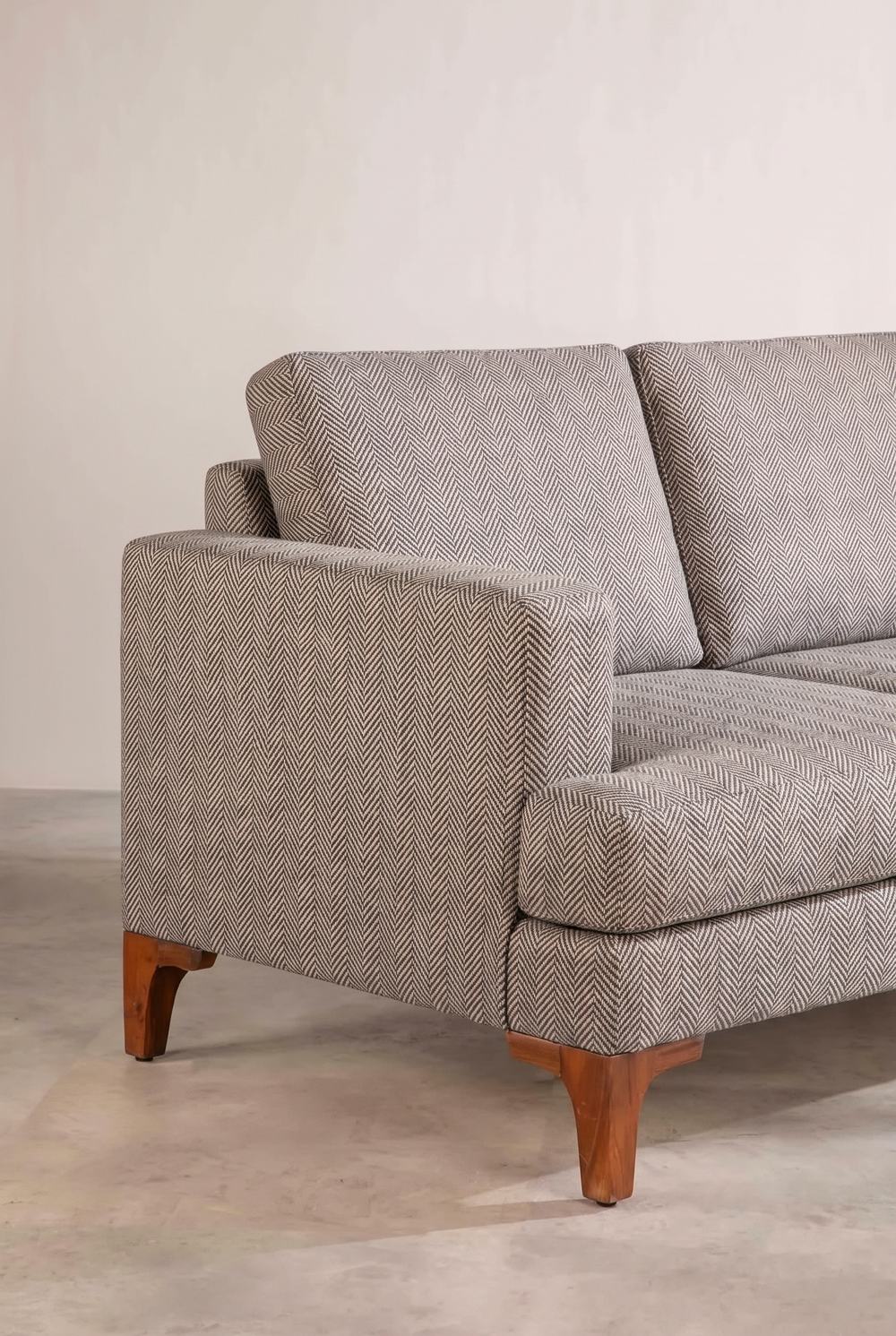 Upholstered Bundle Marina Sofa in Herringbone Saturn Sand Fabric