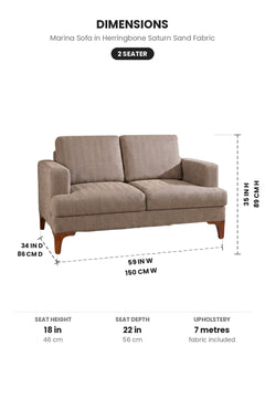 Upholstered Bundle Marina Sofa in Herringbone Saturn Sand Fabric