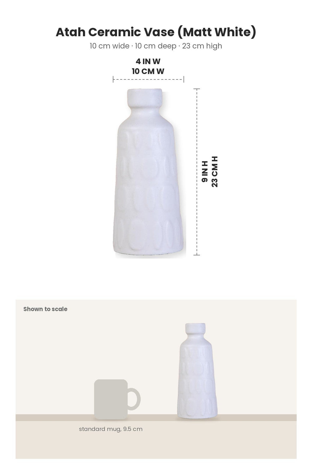 FLOWER VASES Atah Ceramic Vase (Matt White)