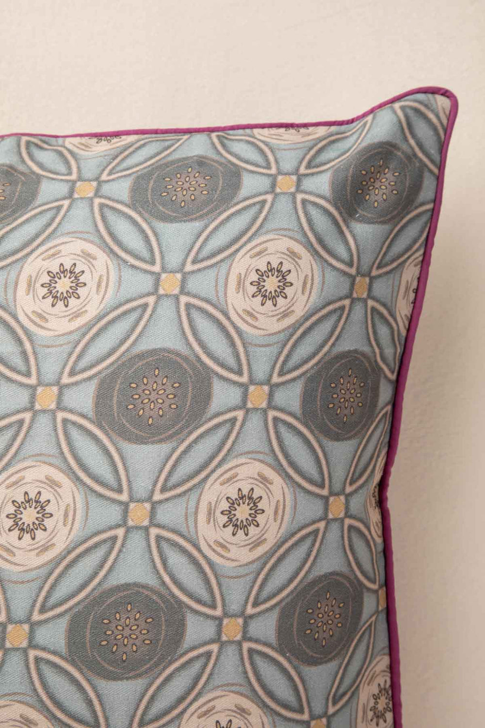 PRINT & PATTERN CUSHIONS Maya Circle Tile Smoke Blue Cushion Cover (46 X 46 Cm)