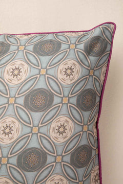 PRINT & PATTERN CUSHIONS Maya Circle Tile Smoke Blue Cushion Cover (46 X 46 Cm)