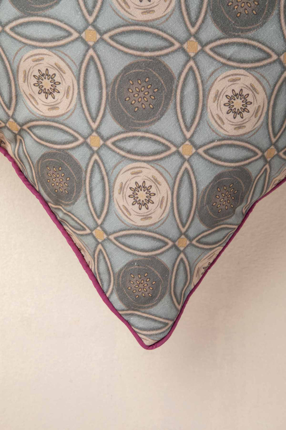 PRINT & PATTERN CUSHIONS Maya Circle Tile Smoke Blue Cushion Cover (46 X 46 Cm)