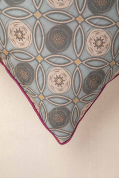 PRINT & PATTERN CUSHIONS Maya Circle Tile Smoke Blue Cushion Cover (46 X 46 Cm)