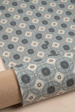 Maya Circle Tile Smoke Blue Printed Fabric Swatch