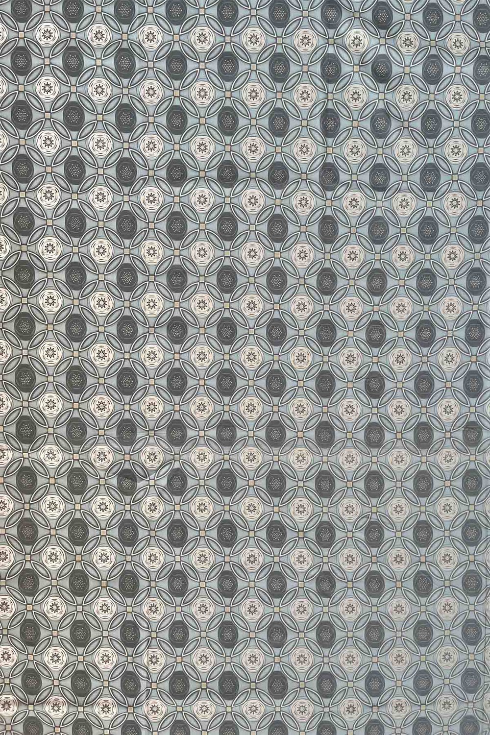 SWATCHES Maya Circle Tile Smoke Blue Printed Fabric Swatch