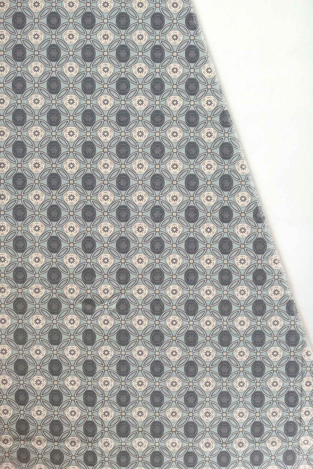 SWATCHES Maya Circle Tile Smoke Blue Printed Fabric Swatch
