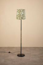 Midnight Slim Floor Lamp with Tamara Taper Lampshade (Neutral And Olive)