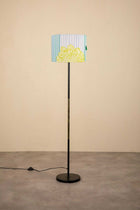 Midnight Slim Floor Lamp with Tulukka Stripes Drum Lampshade (Blue And Green)