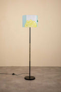 Lighting Bundle Midnight Slim Floor Lamp with Tulukka Stripes Drum Lampshade (Blue And Green)