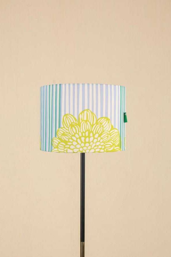 Lighting Bundle Midnight Slim Floor Lamp with Tulukka Stripes Drum Lampshade (Blue And Green)