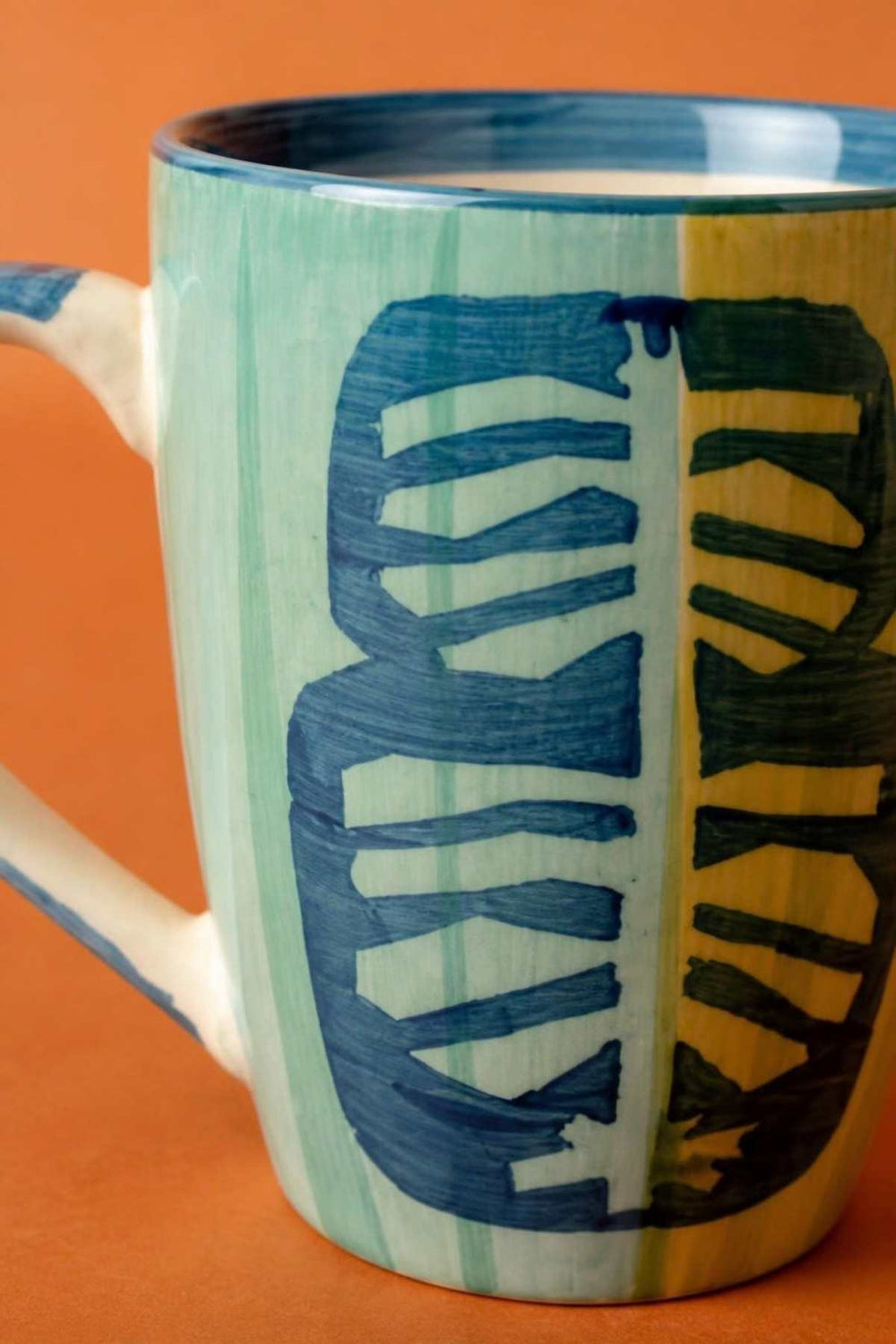 MUGS & CUPS Udanti Palm Mint Green Ceramic Coffee Mug (Set Of 2)