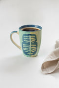 MUGS & CUPS Udanti Palm Mint Green Ceramic Coffee Mug (Set Of 2)