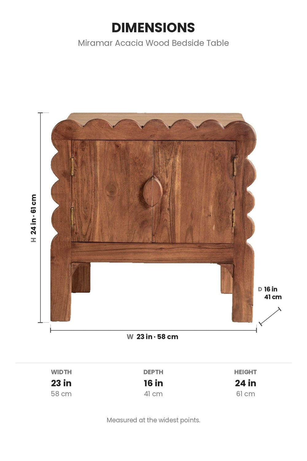 BEDSIDE TABLES Miramar Acacia Wood Bedside Table