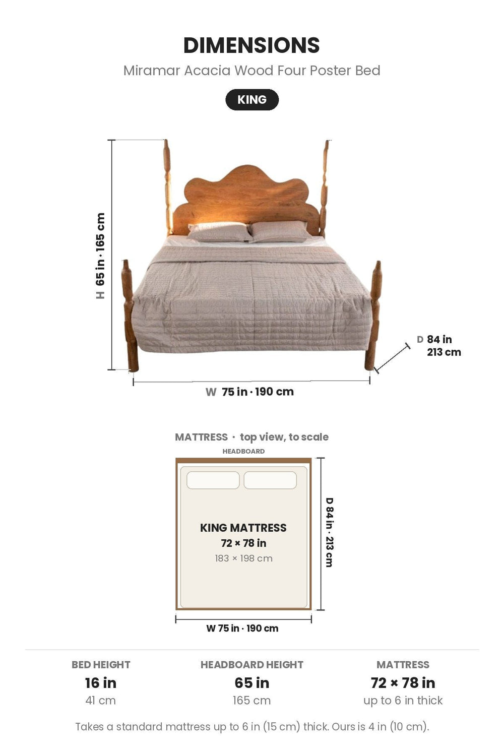 BEDS Miramar Acacia Wood Bed