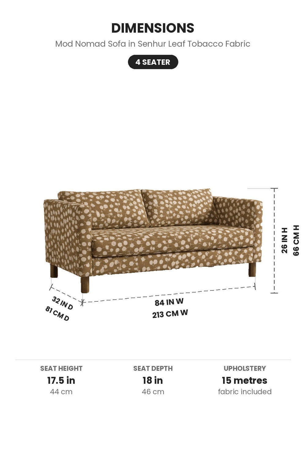 Upholstered Bundle Mod Nomad Sofa in Senhur Leaf Tobacco Fabric